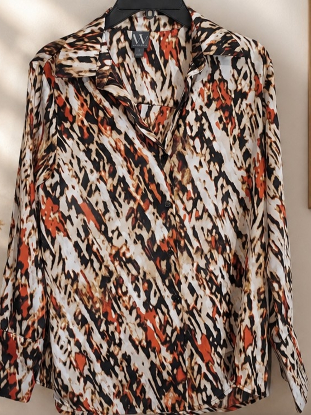Worthington Abstract Print Button Front Blouse Size Small NWT Career Office
